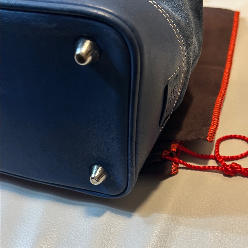 Vintage Coach Hampton Blue Leather and Suede Satchel - Picture 10 of 16